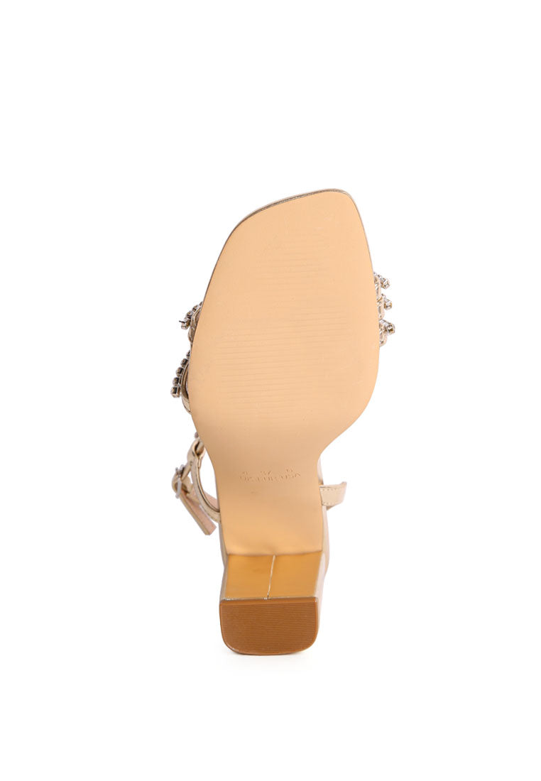Raisins Pie Diamante Embellished Block Heel Sandals