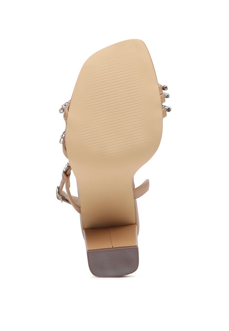 Raisins Pie Diamante Embellished Block Heel Sandals